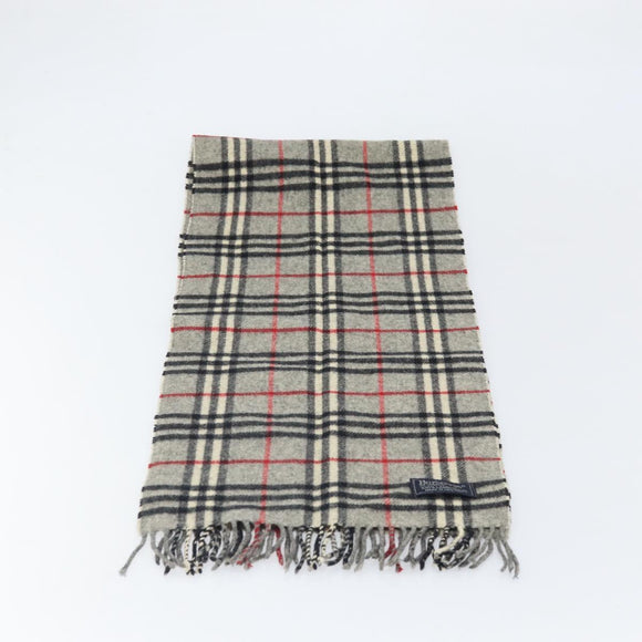 Burberrys Nova Check Scarf Wool Gray Auth am10751