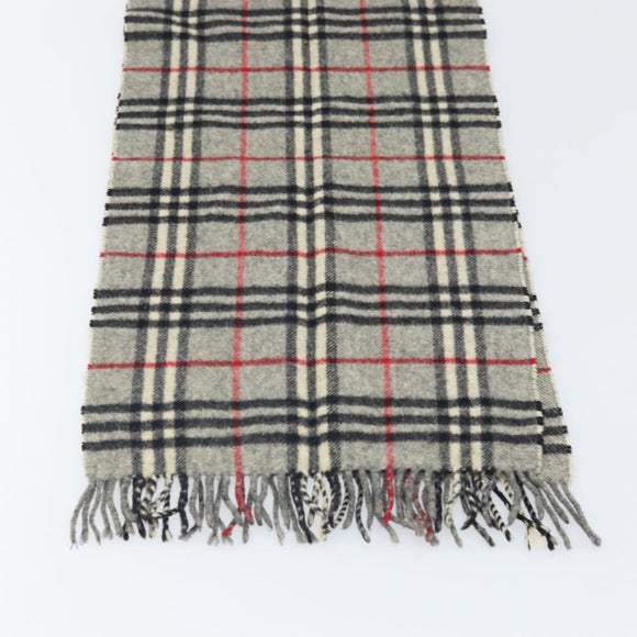 Burberrys Nova Check Scarf Wool Gray Auth am10751