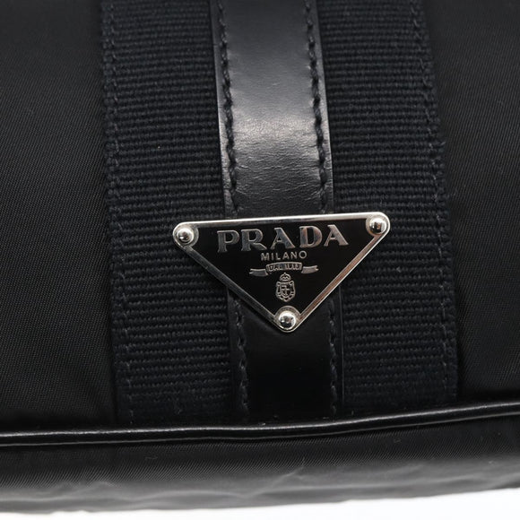 PRADA Hand Bag Nylon Leather Black Silver BR3043 Auth am10754SAV