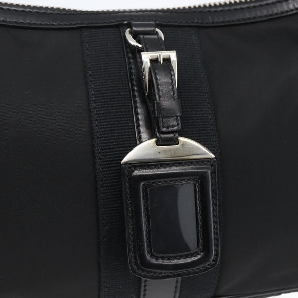 PRADA Hand Bag Nylon Leather Black Silver BR3043 Auth am10754SAV