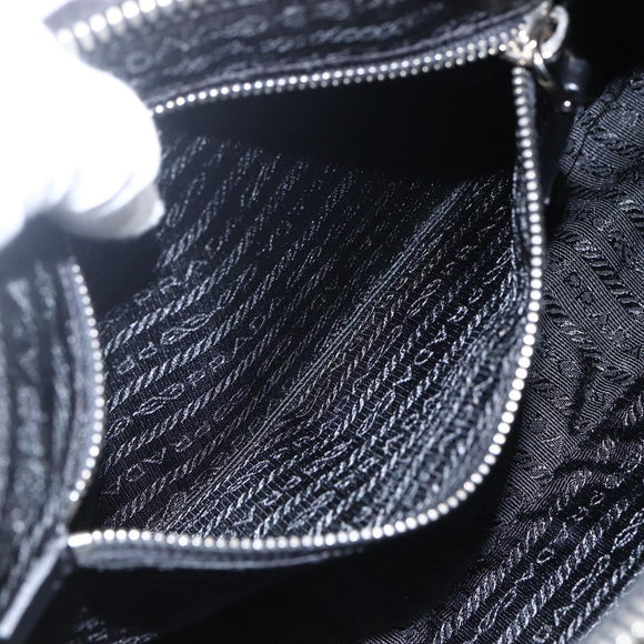 PRADA Hand Bag Nylon Leather Black Silver BR3043 Auth am10754SAV