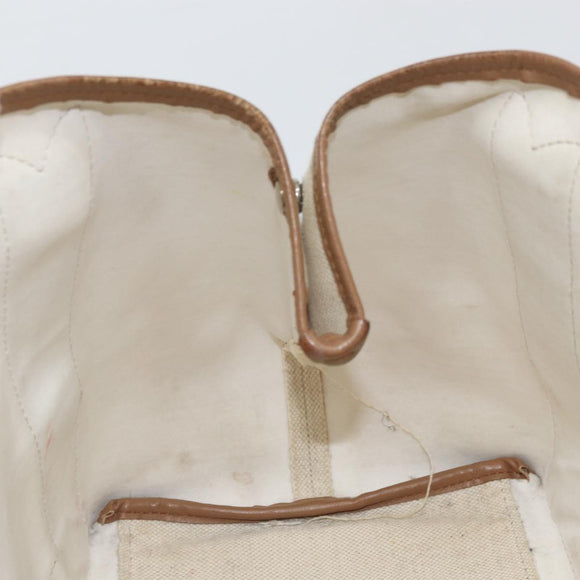 BALENCIAGA Navy Kabas Hand Bag Canvas White Beige 339933 Auth am10755