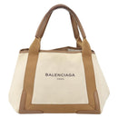 BALENCIAGA Navy Kabas Hand Bag Canvas White Beige 339933 Auth am10755-13