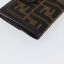 FENDI Zucca Canvas Geldbörse Leder Schwarz Braun Auth am10756V-15