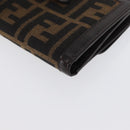 FENDI Zucca Canvas Geldbörse Leder Schwarz Braun Auth am10756V-16