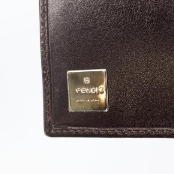 FENDI Zucca Canvas Geldbörse Leder Schwarz Braun Auth am10756V