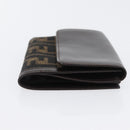 FENDI Zucca Canvas Geldbörse Leder Schwarz Braun Auth am10756V-3
