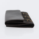 FENDI Zucca Canvas Geldbörse Leder Schwarz Braun Auth am10756V-4