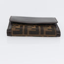 FENDI Zucca Canvas Geldbörse Leder Schwarz Braun Auth am10756V-6