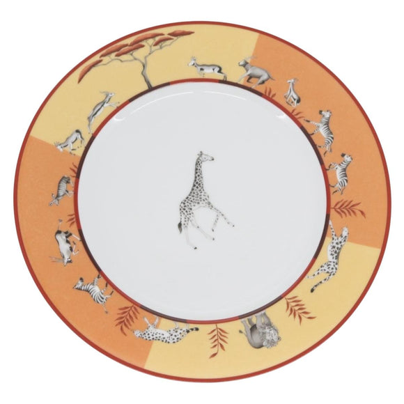 HERMES Africa Plate Pottery White Yellow Orange Auth am10758SAV