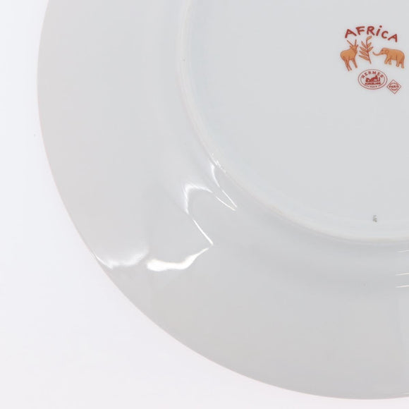 HERMES Africa Plate Pottery White Yellow Orange Auth am10758SAV