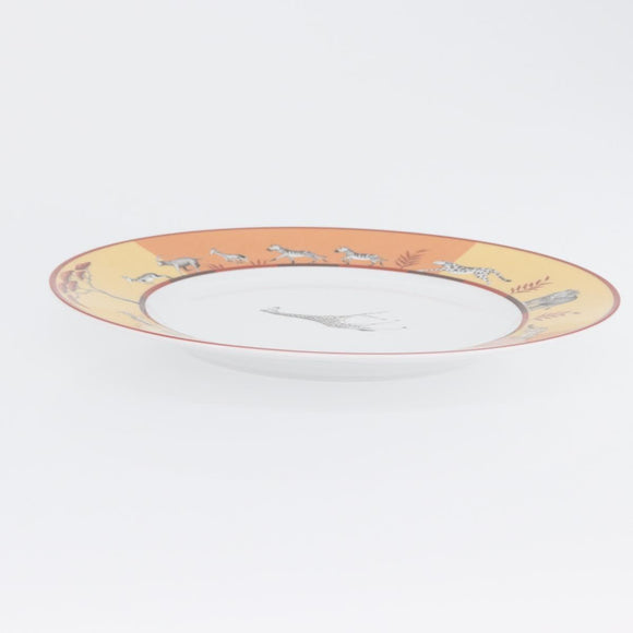 HERMES Africa Plate Pottery White Yellow Orange Auth am10758SAV