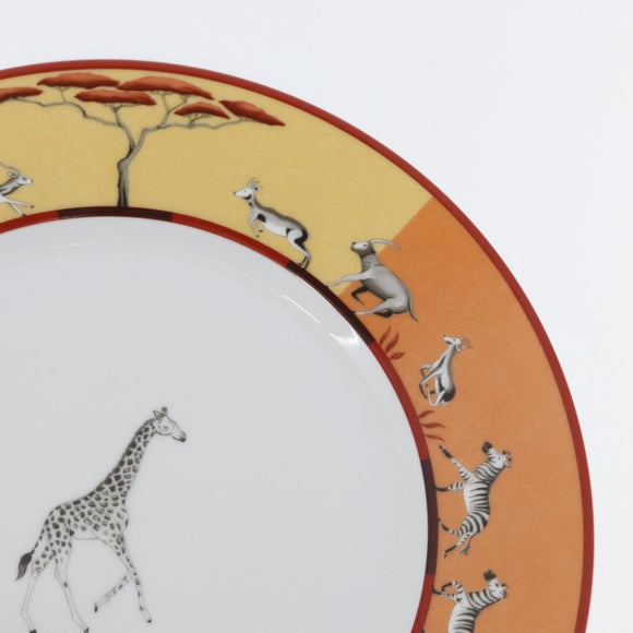 HERMES Africa Plate Pottery White Yellow Orange Auth am10758SAV