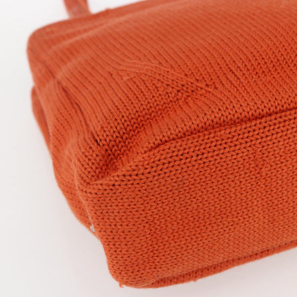 PRADA Handtasche Wolle Orange Silber Auth am10760