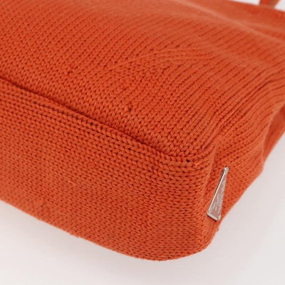 PRADA Handtasche Wolle Orange Silber Auth am10760