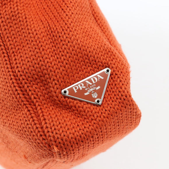 PRADA Handtasche Wolle Orange Silber Auth am10760