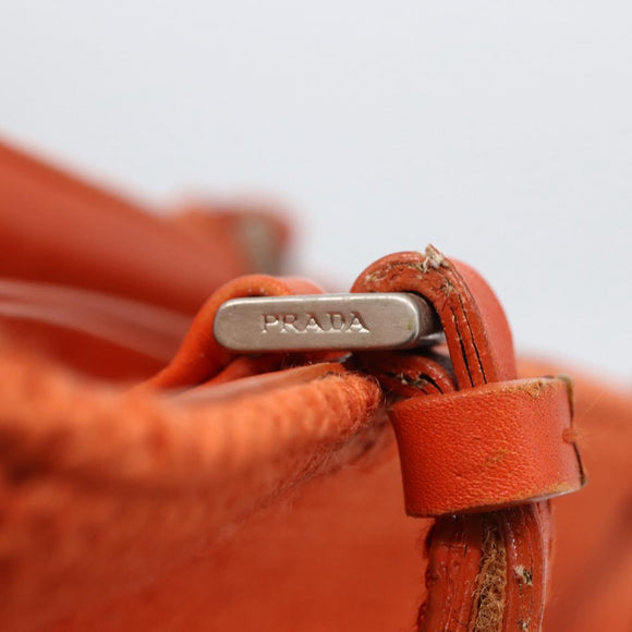 PRADA Handtasche Wolle Orange Silber Auth am10760