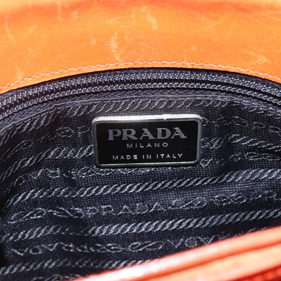 PRADA Handtasche Wolle Orange Silber Auth am10760
