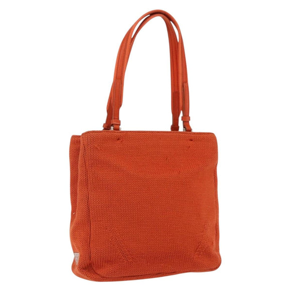 PRADA Handtasche Wolle Orange Silber Auth am10760