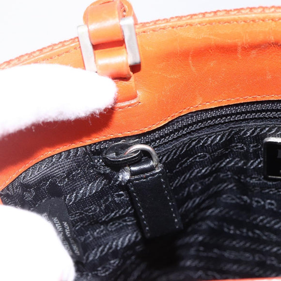 PRADA Handtasche Wolle Orange Silber Auth am10760