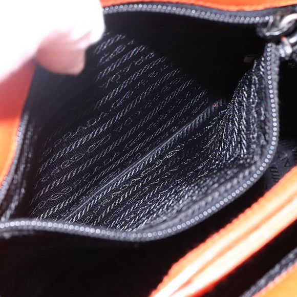 PRADA Handtasche Wolle Orange Silber Auth am10760