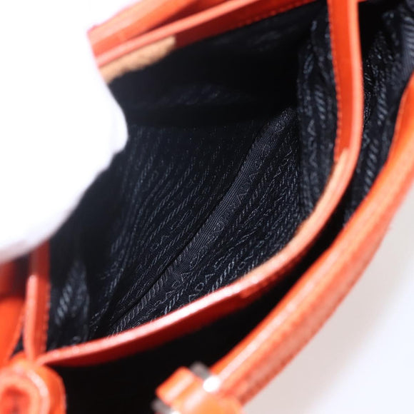PRADA Handtasche Wolle Orange Silber Auth am10760