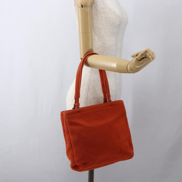 PRADA Handtasche Wolle Orange Silber Auth am10760