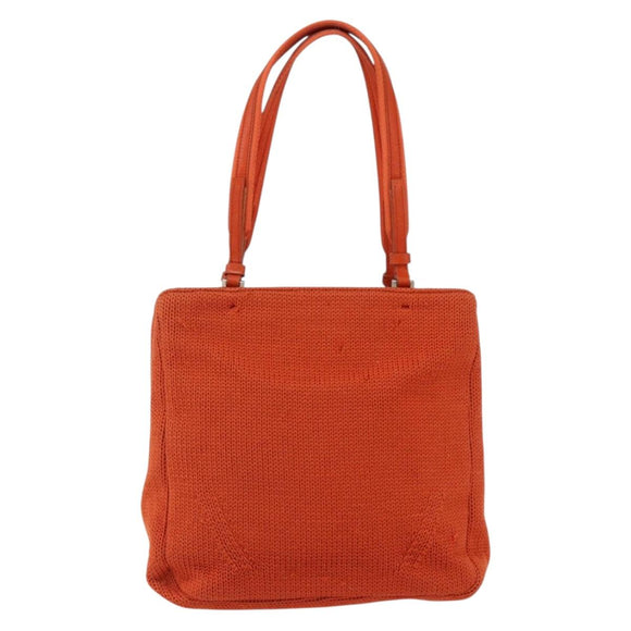 PRADA Handtasche Wolle Orange Silber Auth am10760