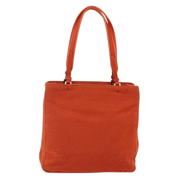 PRADA Handtasche Wolle Orange Silber Auth am10760