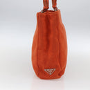 PRADA Handtasche Wolle Orange Silber Auth am10760-3