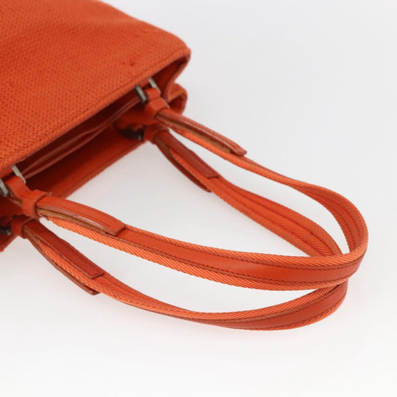 PRADA Handtasche Wolle Orange Silber Auth am10760