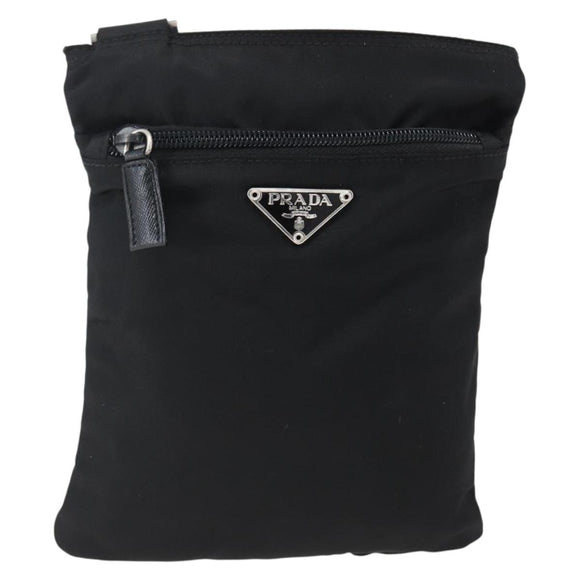 PRADA Shoulder Bag Nylon Black Silver Auth am10762