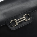 Christian Dior Horsebit Shoulder Bag Leather Black Silver Auth am10763-15