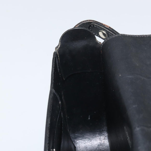 Christian Dior Horsebit Shoulder Bag Leather Black Silver Auth am10763