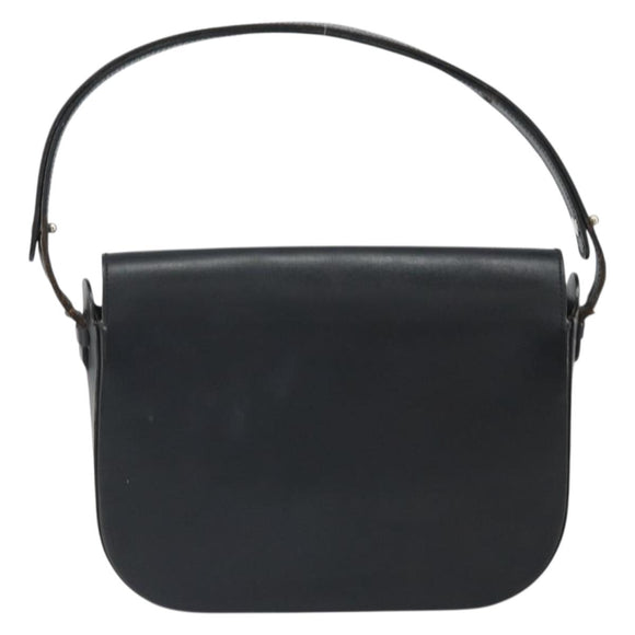 Christian Dior Horsebit Shoulder Bag Leather Black Silver Auth am10763