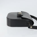 Christian Dior Horsebit Shoulder Bag Leather Black Silver Auth am10763-4