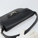 Christian Dior Horsebit Shoulder Bag Leather Black Silver Auth am10763-6