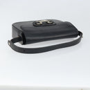 Christian Dior Horsebit Shoulder Bag Leather Black Silver Auth am10763-7