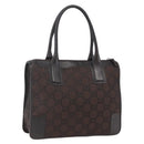 GUCCI GG Canvas Tote Bag Nylon outlet Dark Brown Silver 143742 Auth am10768-1
