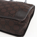 GUCCI GG Canvas Tote Bag Nylon outlet Dark Brown Silver 143742 Auth am10768-14