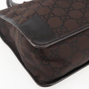 GUCCI GG Canvas Tote Bag Nylon outlet Dark Brown Silver 143742 Auth am10768-15