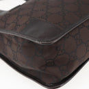 GUCCI GG Canvas Tote Bag Nylon outlet Dark Brown Silver 143742 Auth am10768-9