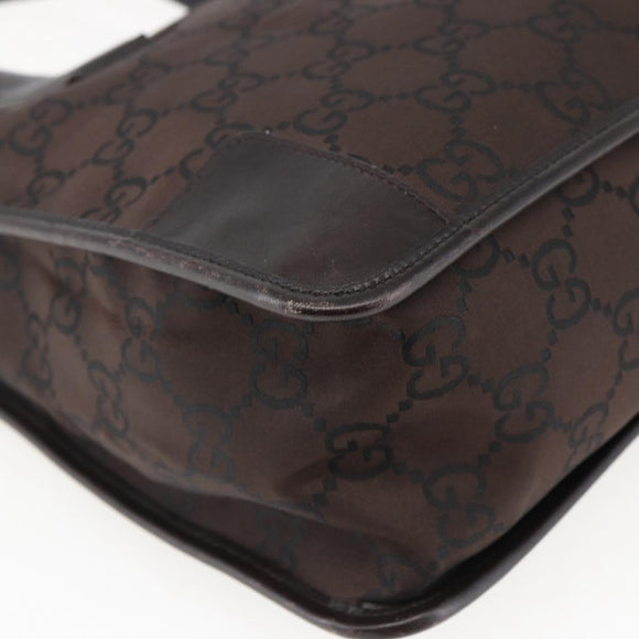 GUCCI GG Canvas Tote Bag Nylon outlet Dark Brown Silver 143742 Auth am10768
