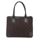 GUCCI GG Canvas Tote Bag Nylon outlet Dark Brown Silver 143742 Auth am10768-13