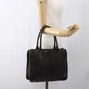 GUCCI GG Canvas Tote Bag Nylon outlet Dark Brown Silver 143742 Auth am10768-22