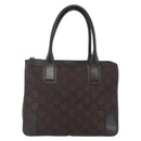 GUCCI GG Canvas Tote Bag Nylon outlet Dark Brown Silver 143742 Auth am10768-2