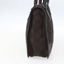 GUCCI GG Canvas Tote Bag Nylon outlet Dark Brown Silver 143742 Auth am10768-4