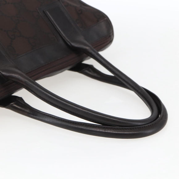 GUCCI GG Canvas Tote Bag Nylon outlet Dark Brown Silver 143742 Auth am10768