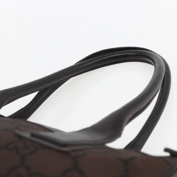 GUCCI GG Canvas Tote Bag Nylon outlet Dark Brown Silver 143742 Auth am10768
