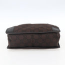 GUCCI GG Canvas Tote Bag Nylon outlet Dark Brown Silver 143742 Auth am10768-5